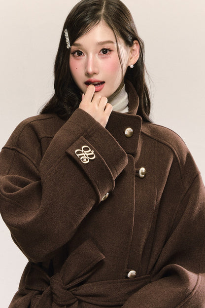 Retro Woolen Stand-Collar Coat