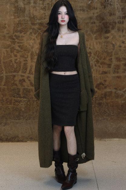 Waist-Cinched Short Textured Tube Top Set-Up