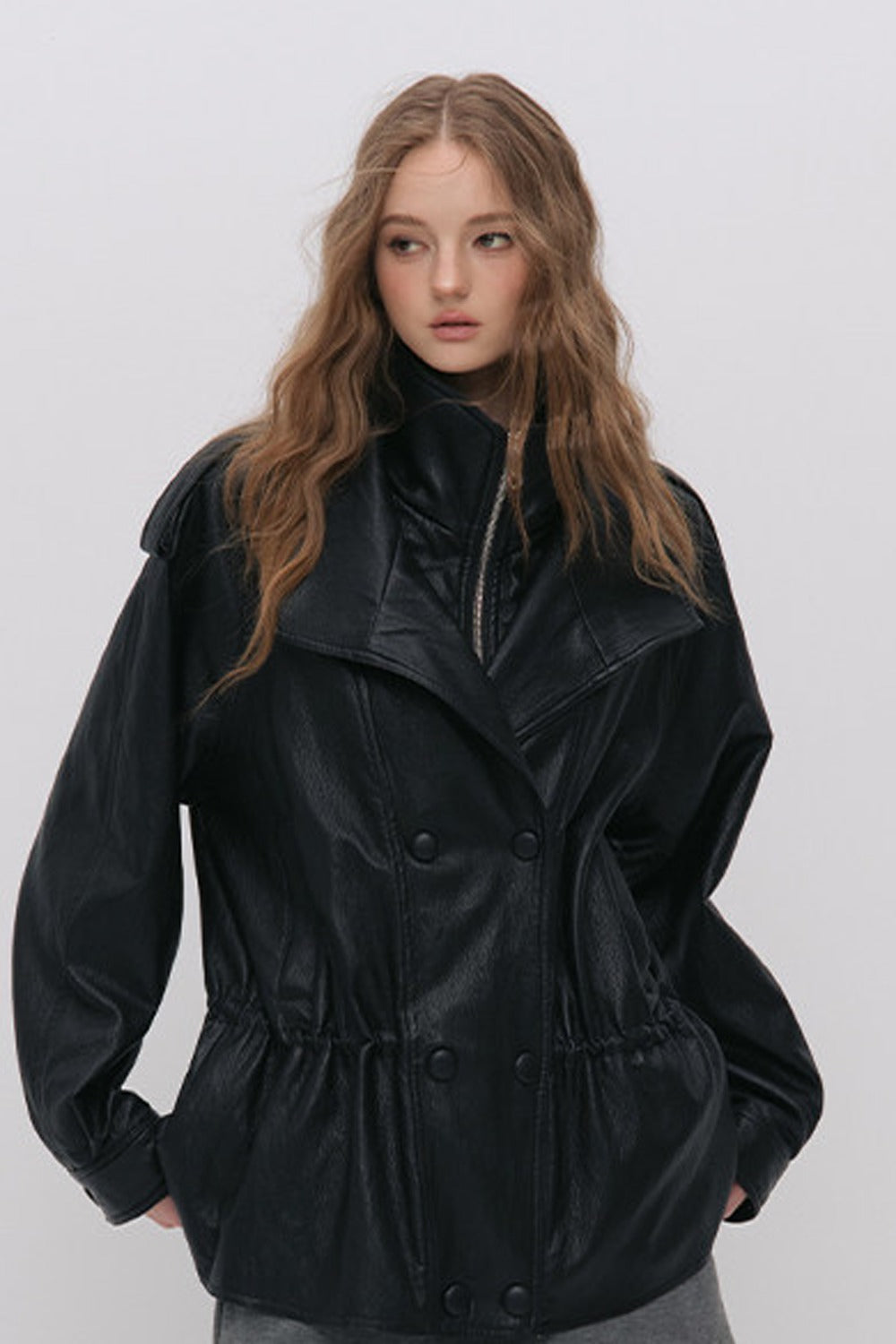 Detachable Down PU Leather Jacket