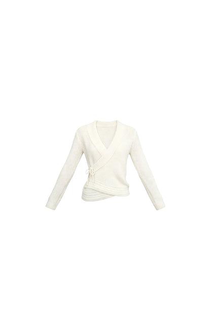 V-Neck Cross Lapel Knit Top