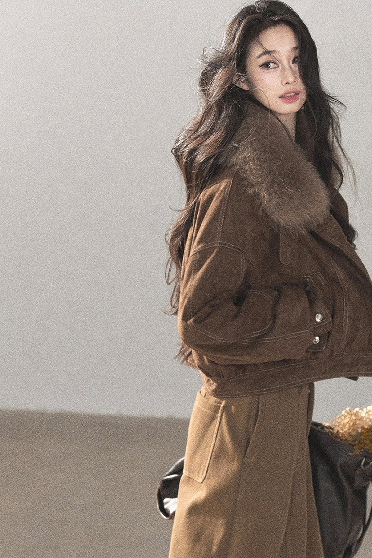 Real Fox Fur Goose Down Parka Jacket