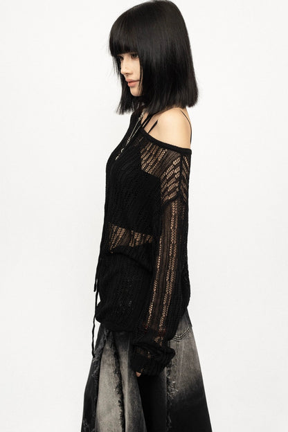 Sheer Mesh Knit Sweater