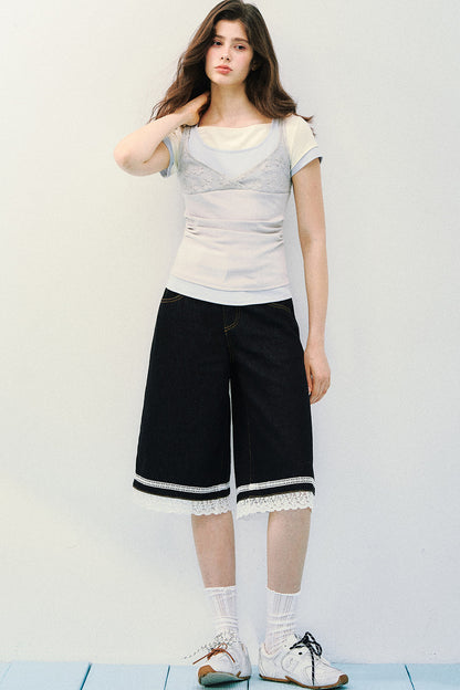 Canotta a maglia con pizzo