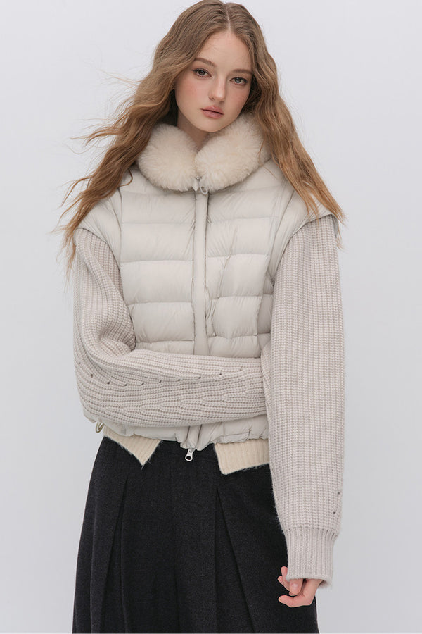 Convertible Detachable Knit Sleeve Down Vest