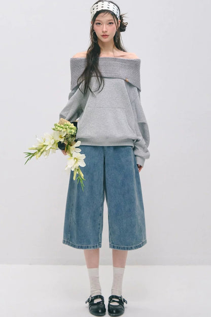 Dekonstruierte 7/8-Hose mit weitem Bein