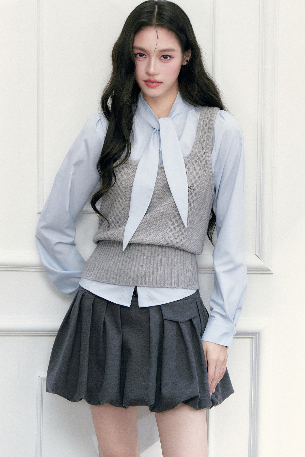 High Waist Pleated Pocket Skirt