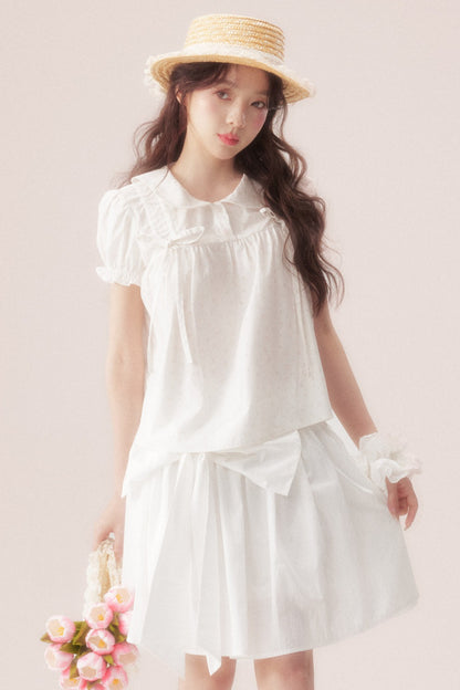 Floral Shirt and Bow Skirt Set-Up