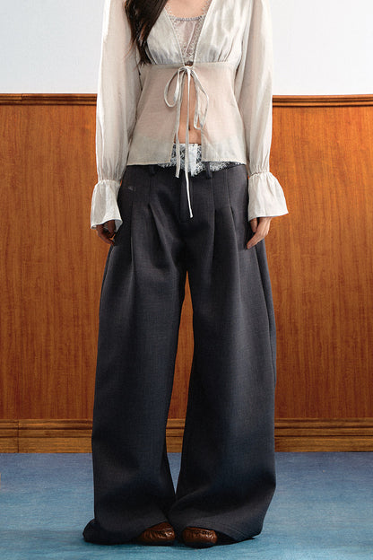 Natural Waist Lace Wide-Leg Pants