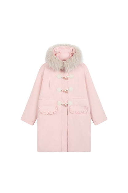 Bow Fur Collar Down Coat