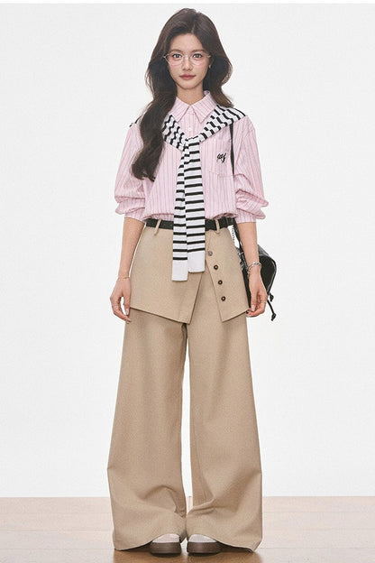 Ensemble chemise rayée et pantalon large