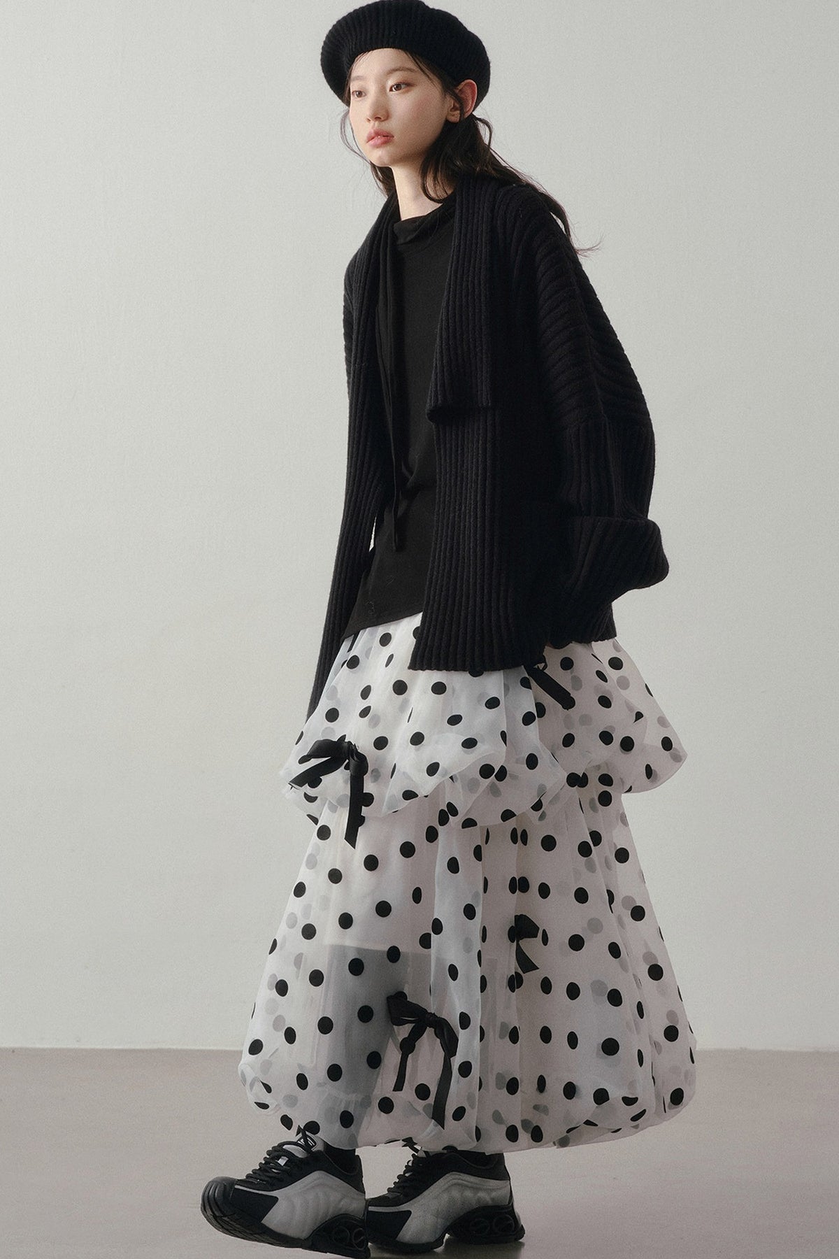 Polka Dot Tiered Bow Skirt