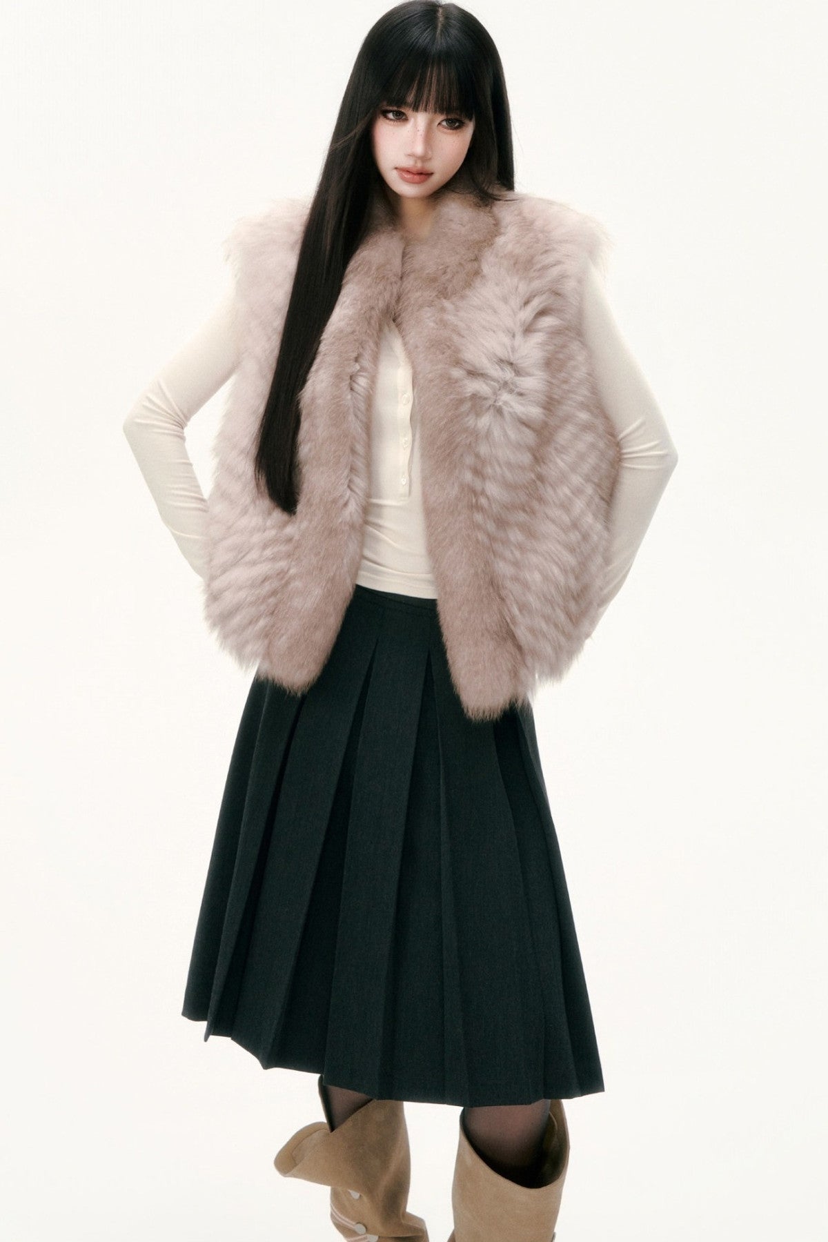 Saga Fox Fur Straight Vest