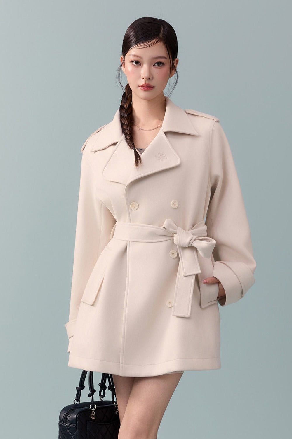 Spring and Autumn Lapel Trench Coat
