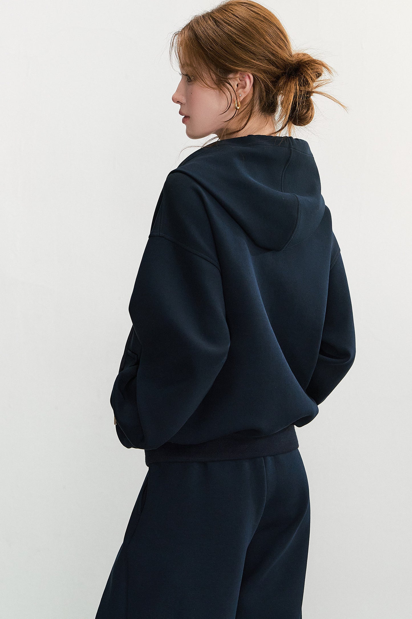 Embroidered Hooded Cardigan Sweatshirt and Wide-Leg Pants Set-Up