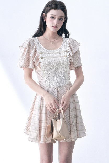 Retro Knit Plaid Dress