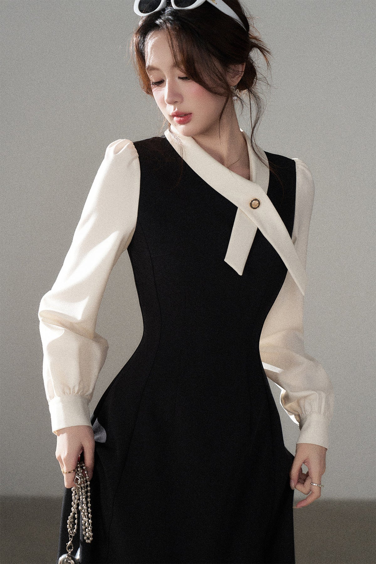 Contrasting Color Long Dress