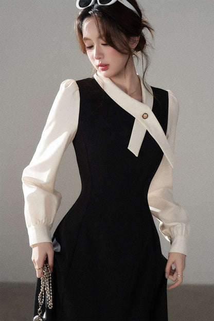 Contrasting Color Long Dress
