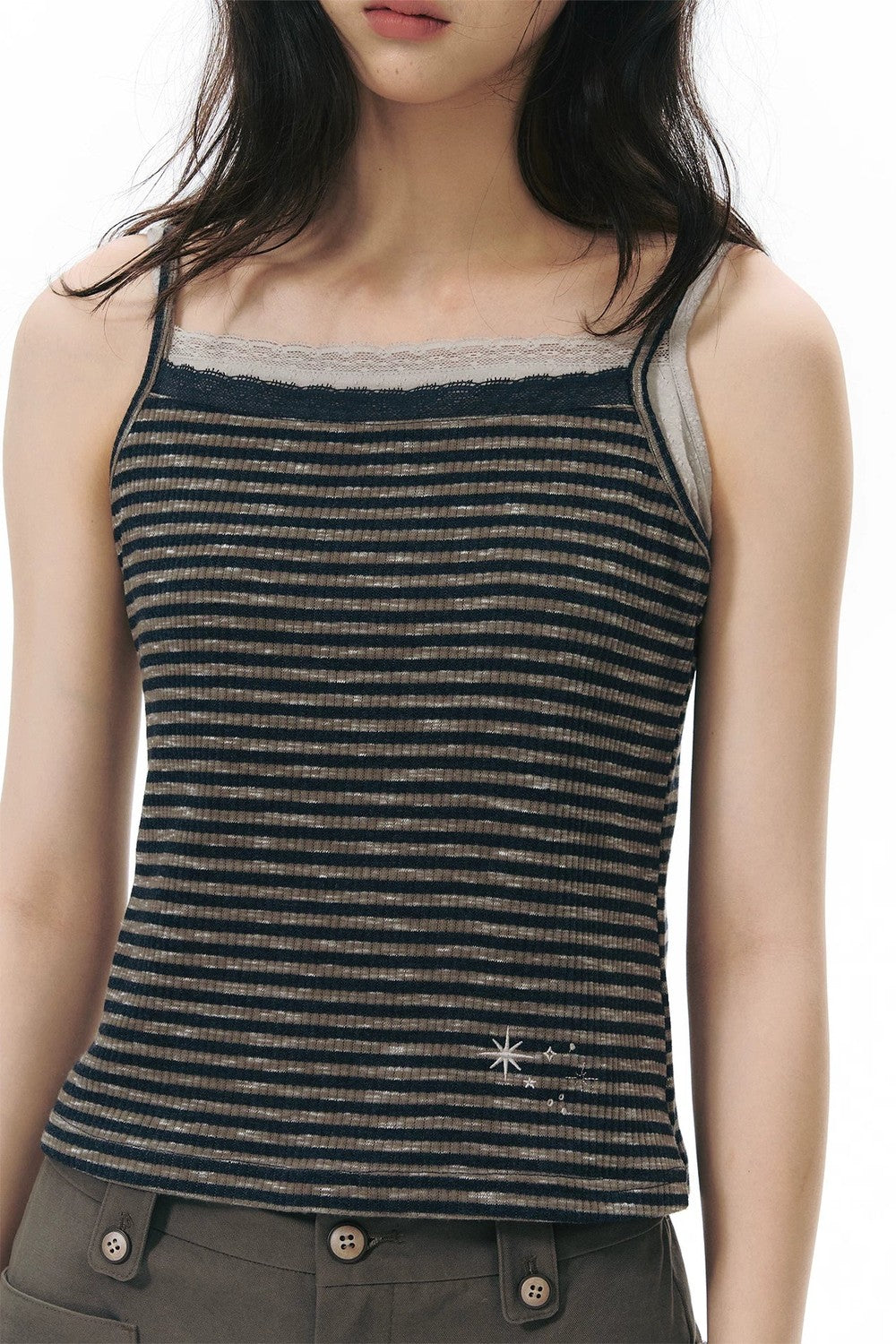 Lace-Trimmed Embroidered Camisole