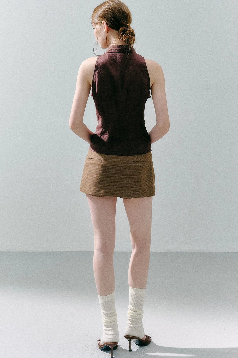 Ramie Dotted Jacquard Halter Top