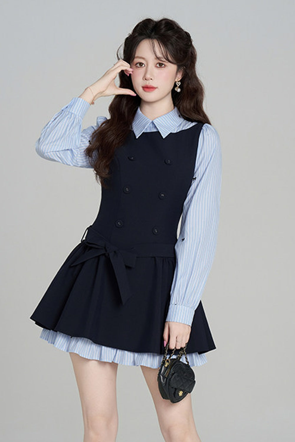 Preppy Style Long-Sleeved Dress