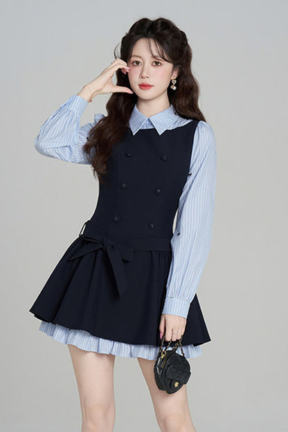 Preppy Style Long-Sleeved Dress