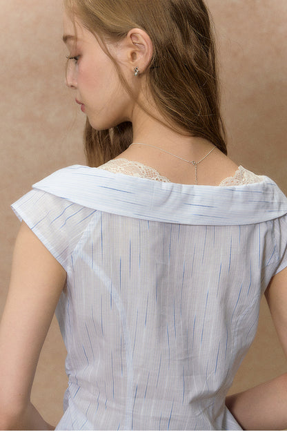 Lace-Trimmed Striped Blouse