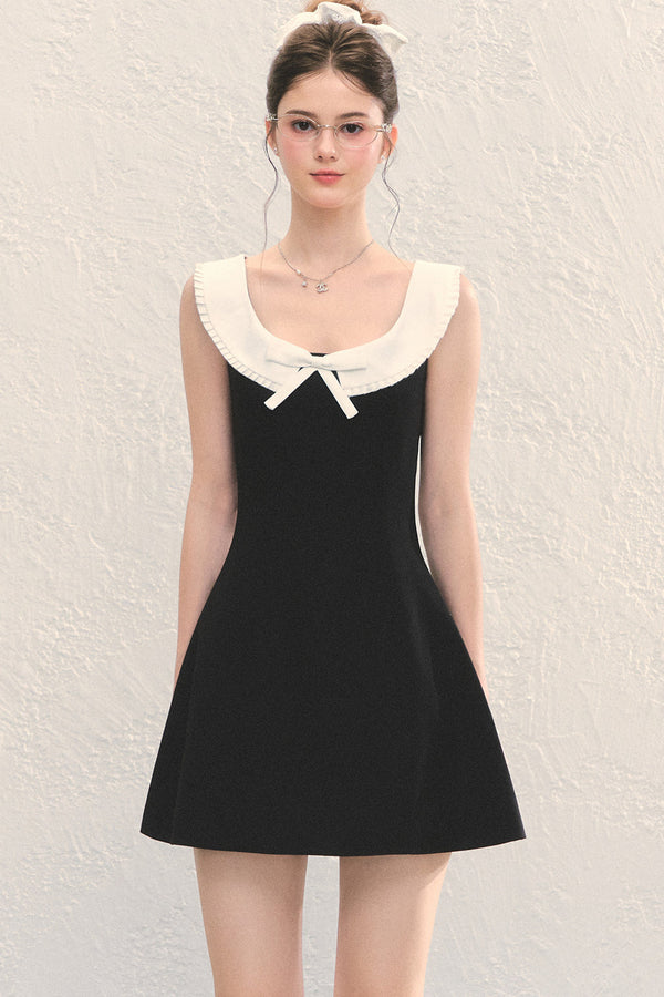 U-Neck Bow Collar Sleeveless Dress