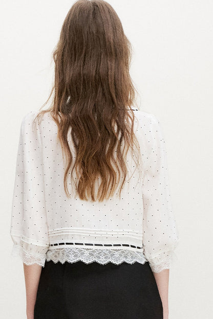 Lyocell Polka Dot Lace Blouse