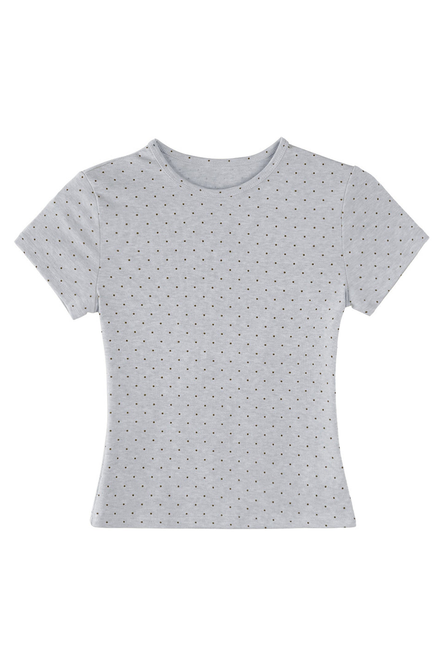 Kurzes T-Shirt in Creme mit Polka-Dots
