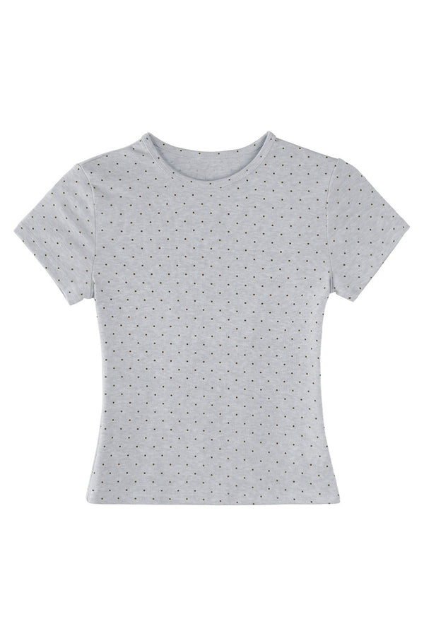 Cream Polka Dot Short T-Shirt
