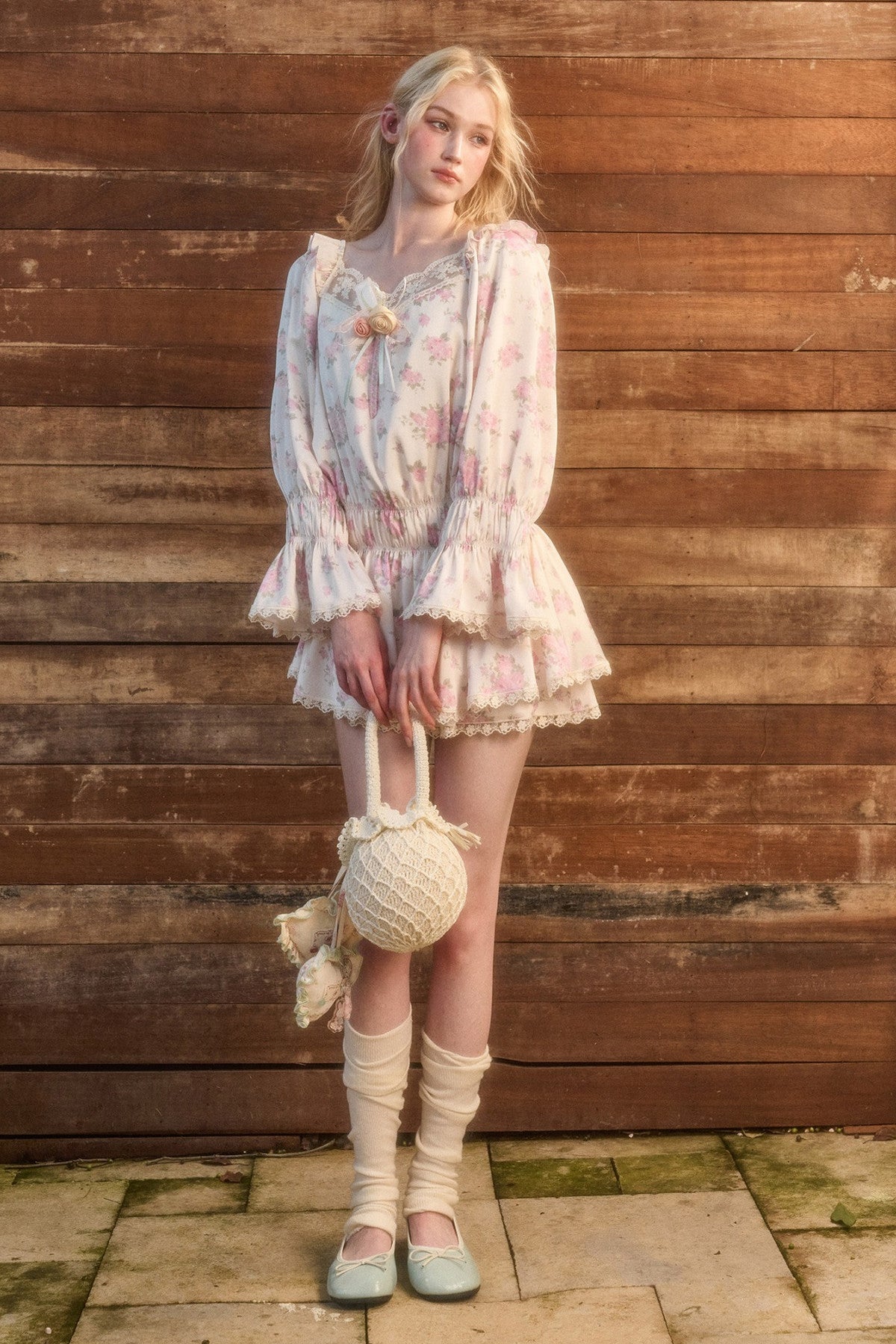 Floral Two-Piece Blouse and Shorts Set-Up