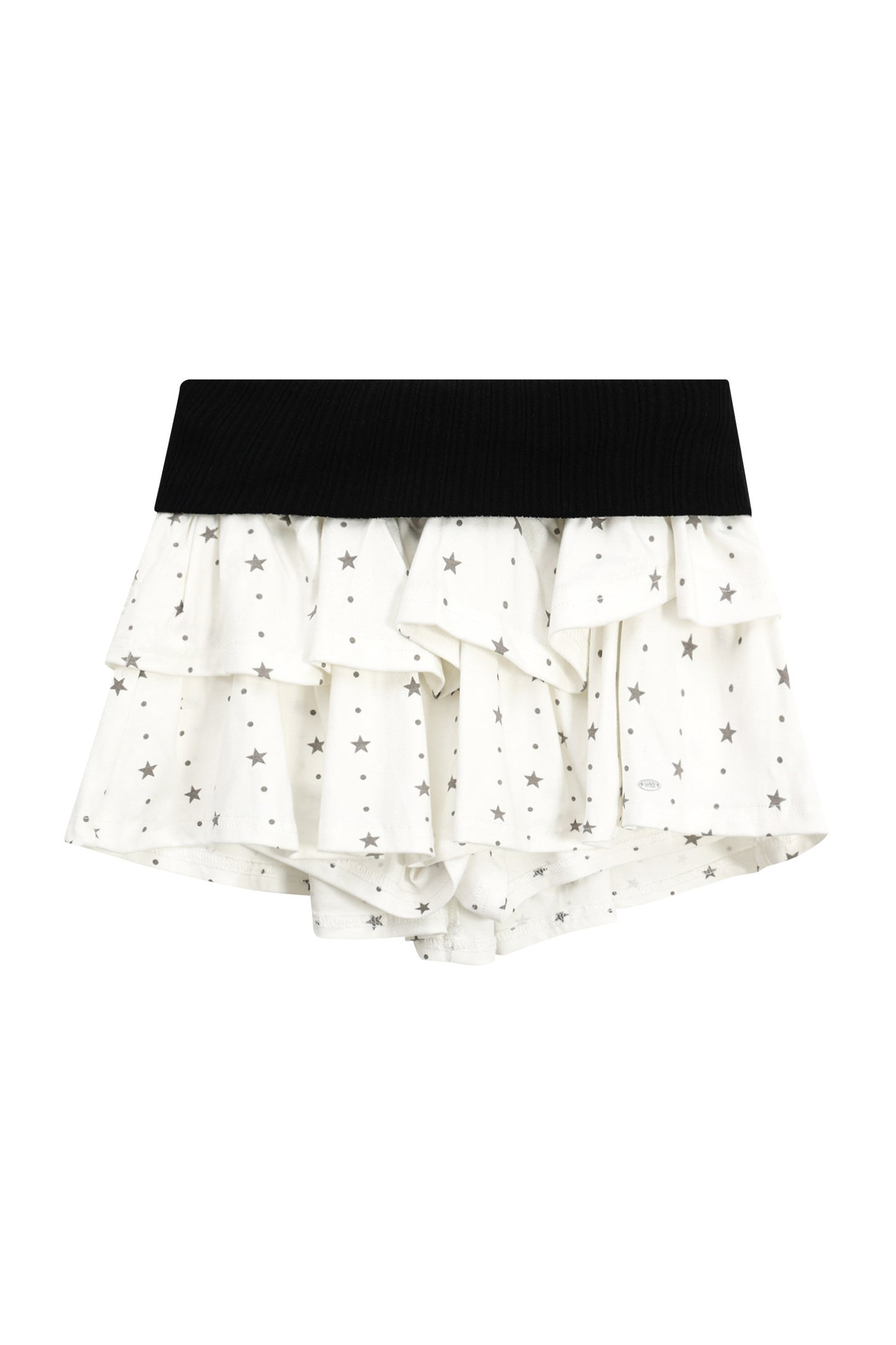 Star Print Color-Blocked Waist Short Skirt