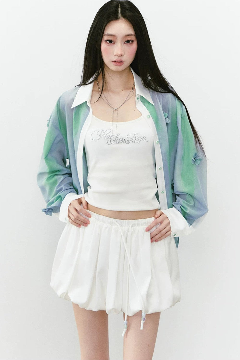 Chemise épaisse à fleurs avec protection solaire