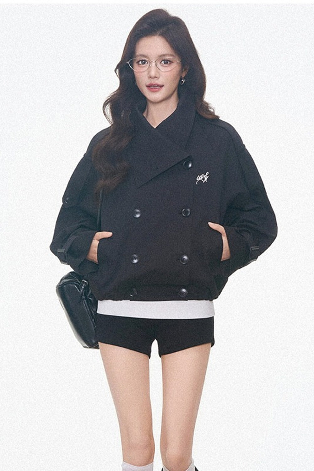 Vintage Double-Breasted Trench Coat and Cuffed Shorts Set-Up