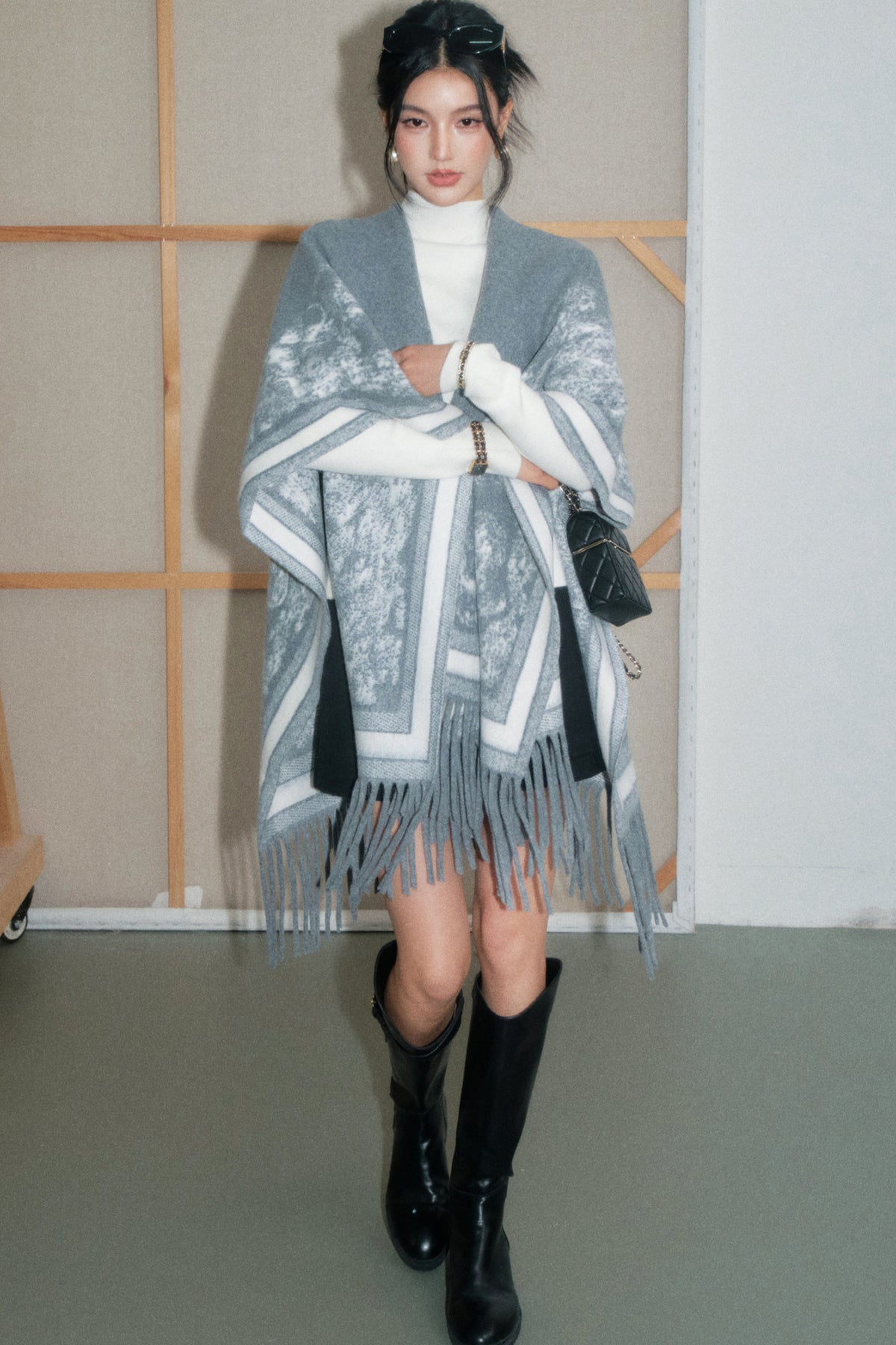 Tassel Smudged Poncho
