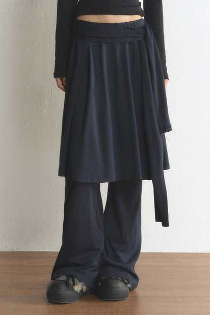Layered Tie-Wide Leg Pants
