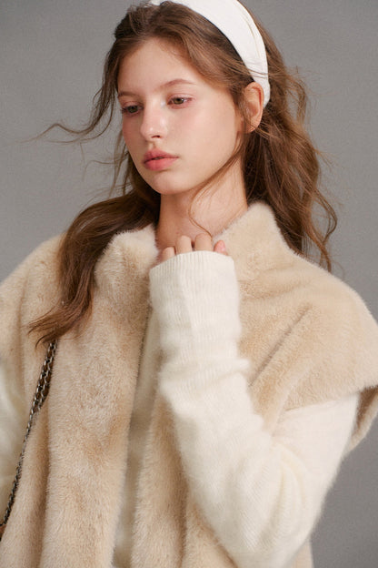 Cloud Velvet Stand Collar Faux Fur Vest