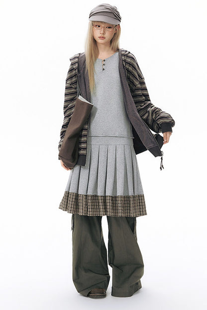 Foldable Hem Wide Leg Pants