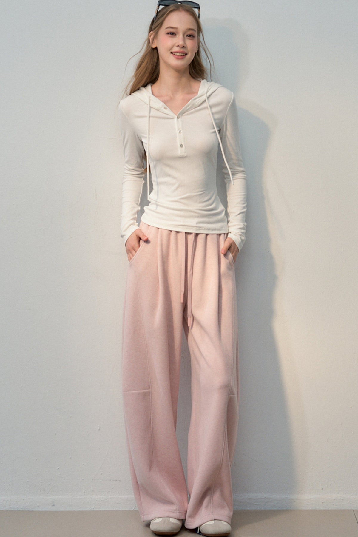 High-Waisted Elastic Wide-Leg Pants