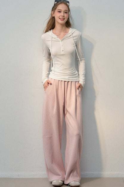 High-Waisted Elastic Wide-Leg Pants