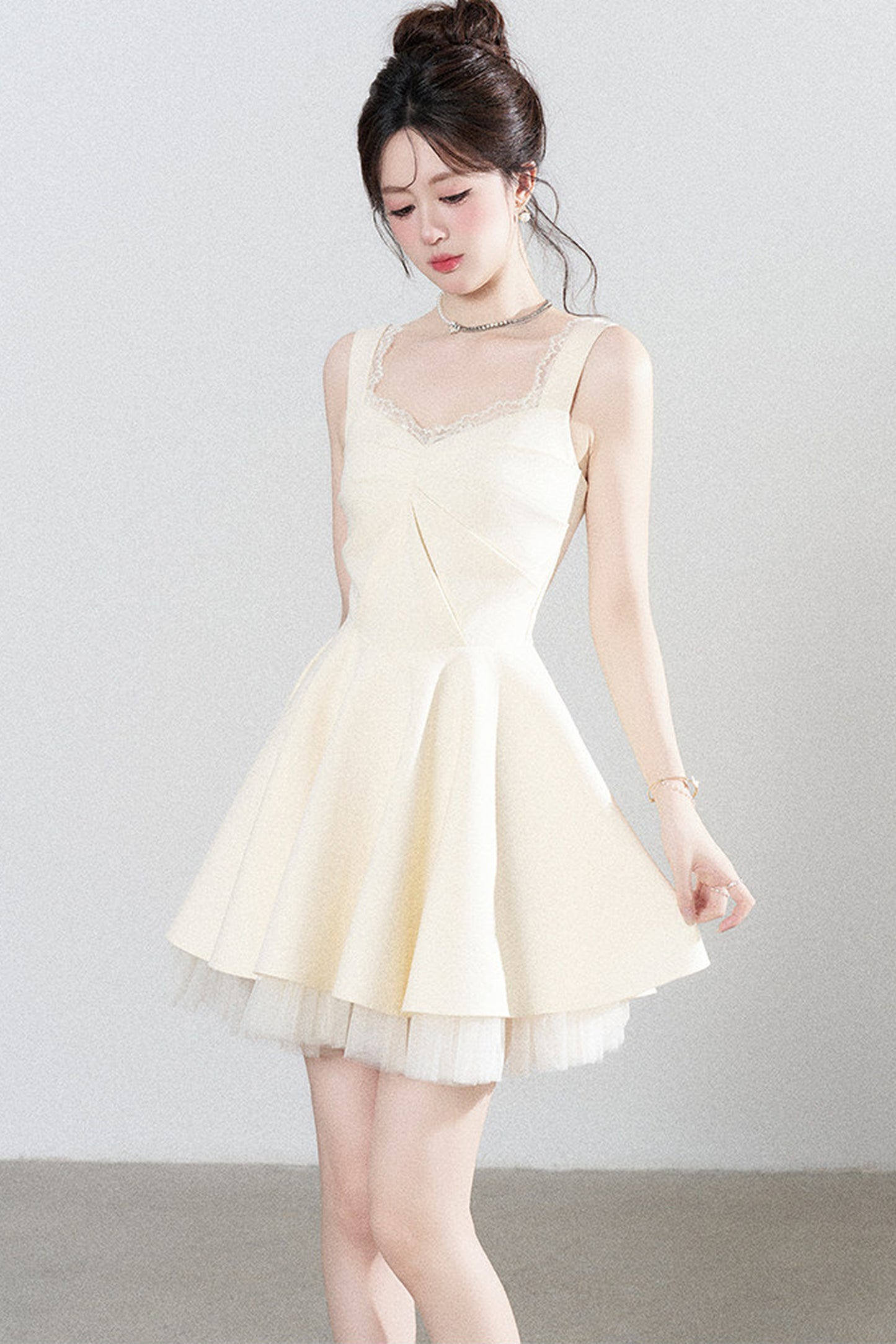 Suspender Puffy Mesh Dress