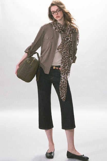 High-Waist Straight-Leg Washed Jeans