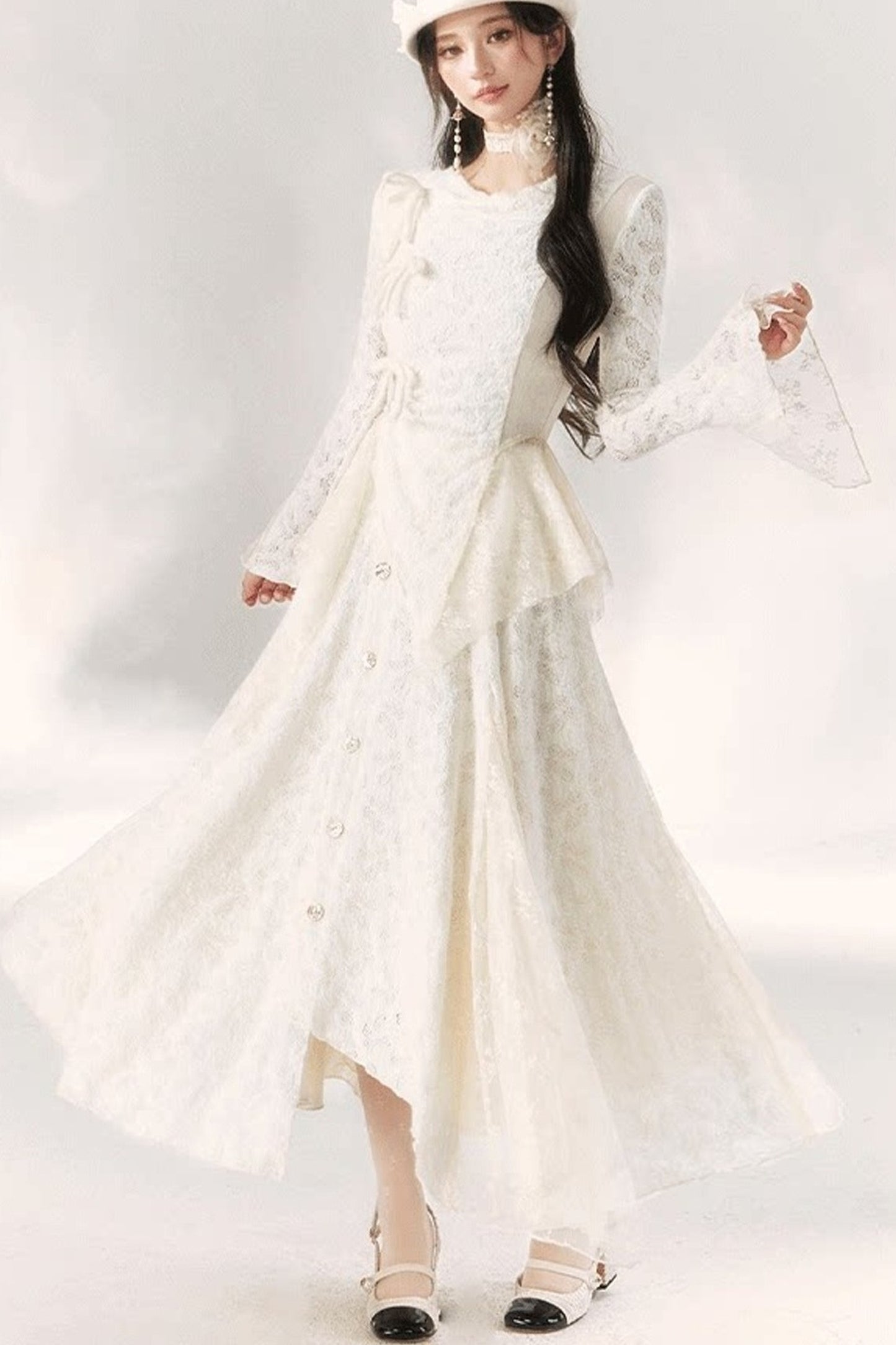 Butterfly Dream Knit Layered-Look and Skirt Set-Up