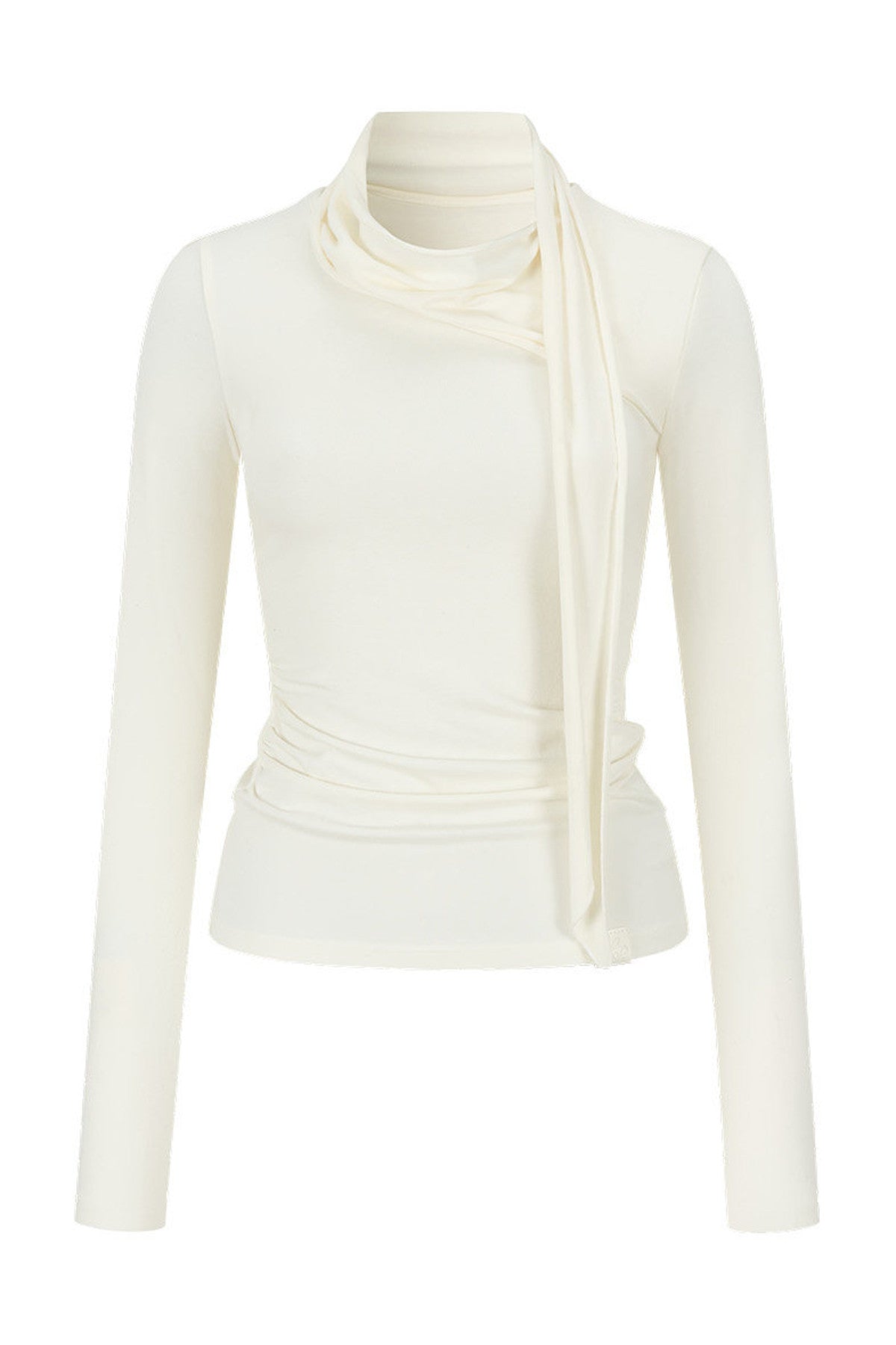 Irregular Ruched Halter Ribbon T-Shirt