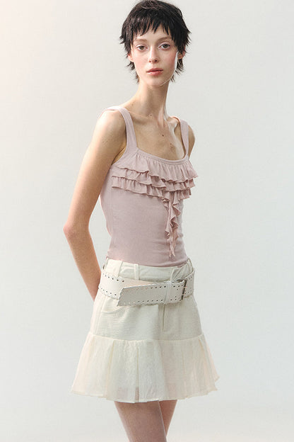 Textured Sheer Pleated Mini Skirt