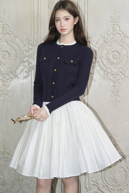 Pleated A-Line Midi Skirt