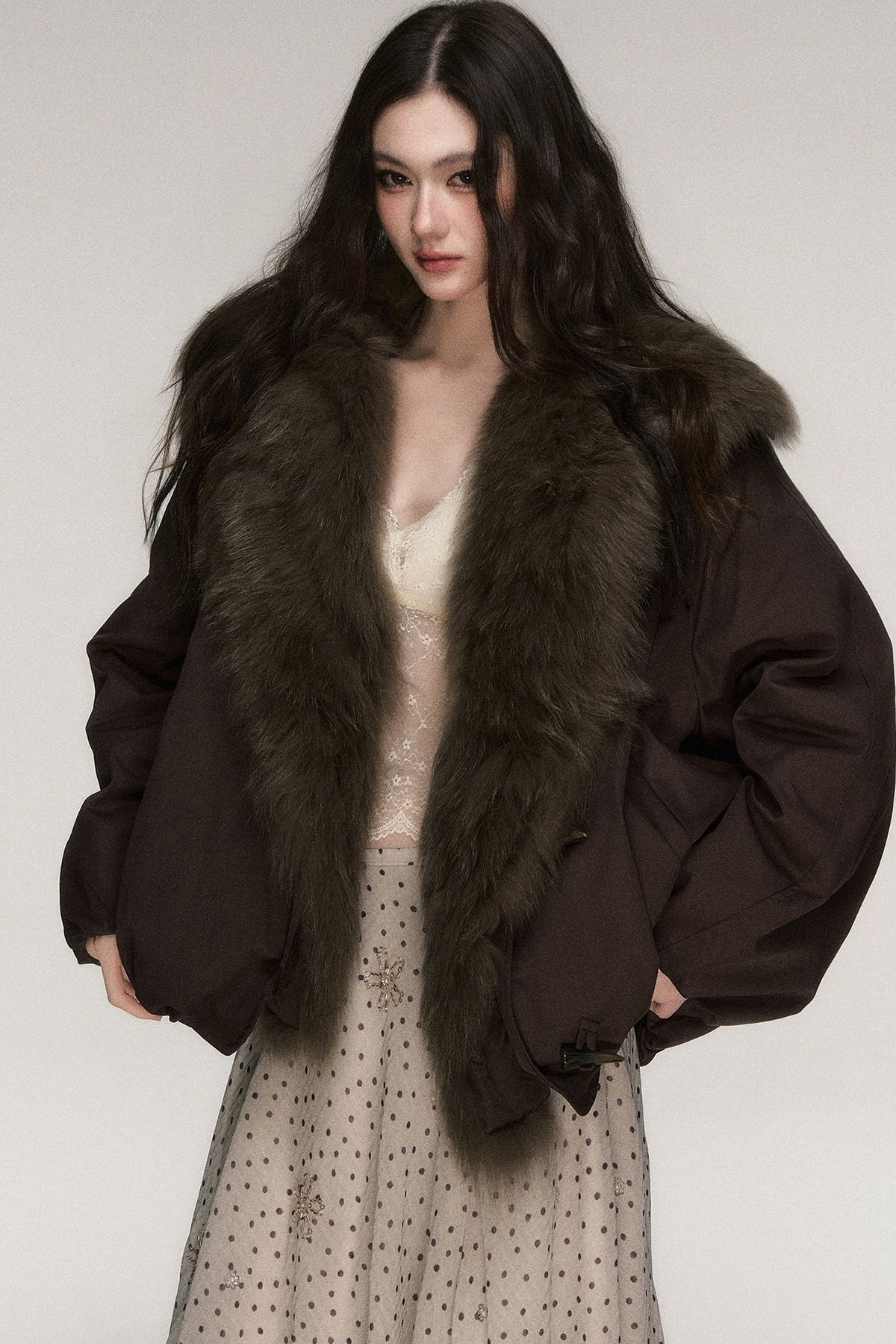 Fox Fur Collar Goose Down Jacket