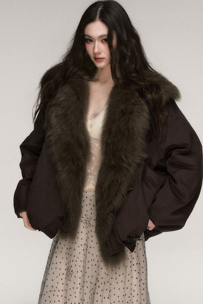Fox Fur Collar Goose Down Jacket