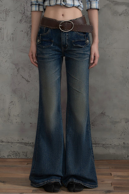 Retro Distressed Flared Pants