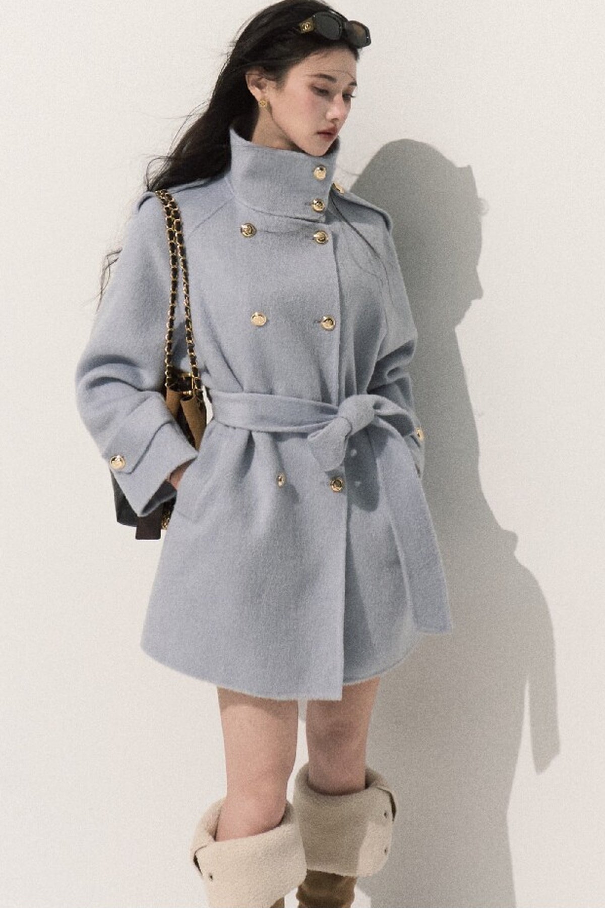 Cappotto in pura lana con cintura